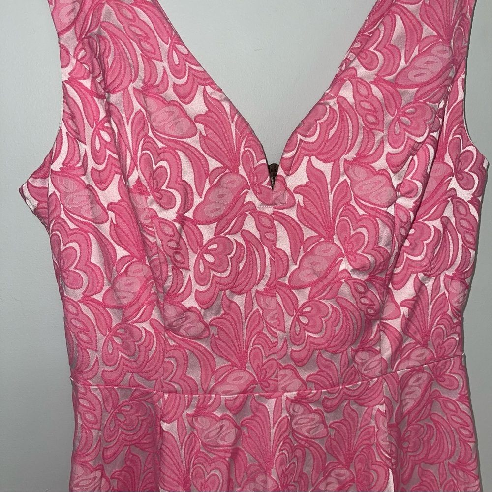 Maeve Anthropologie‎ Claribel Dress Women’s Size 4 Pink Jacquard Fit & Flare - Picture 7 of 16